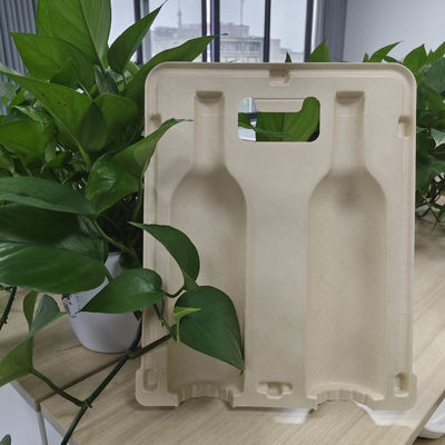 Good price Double-bottle high-end red wine packaging made of virgin sugarcane pulp through pulp molding technology, which is environmentally friendly, shockproof and drop-resistant. online