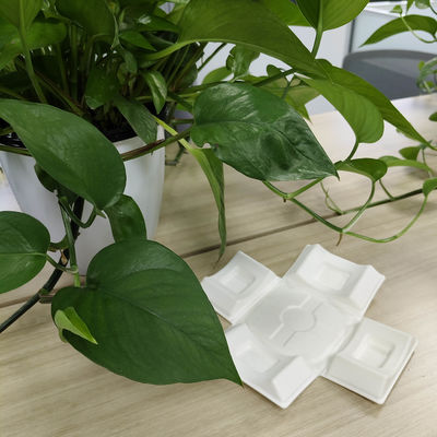 Good price Environmentally friendly white sugarcane bagasse pulp molding with wet pressing for high-end liquor packaging base, featuring embedded bottle bottom for shock absorption. online